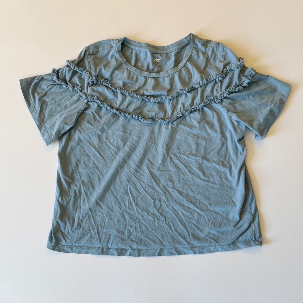 Dip Blue Ruffled Short Sleeve Tee